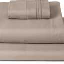 Mellanni Twin Sheets Set - 3 PC Iconic Collection Bedding - Hotel Luxury, Extra Soft, Cooling Bed Sheets - Wrinkle, Fade, Stain Resistant (Twin, Tan)
