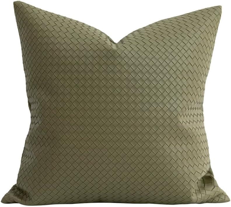 Couch throw pillow cover 18*18 Inch Spring indoor outdoor sage green double-sided faux leather pillow cover for sofa living room bedroom home deco modern design room deco boho deco throw pillow cover