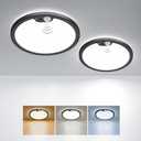 BLNAN Motion Sensor Ceiling Light Wired, 8.7 Inch 3000K 4000K 5000K Selectable Motion Activated LED Flush Mount Light Fixture with Timer for Walk-in Closet Laundry Hallway Stair, Black Frame, 2 Pack