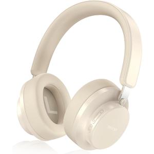 Noise Cancelling Headphones Wireless Bluetooth, Over Ear Headphones Bluetooth with Microphone, Cancelling Wireless Headphone Over Ear, 65h Playtime, Clear Calls, Comfort Fit For Travel (Beige)