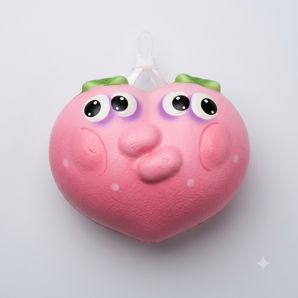 Huggy Fruits Big Size Squeeze Toys, Slow Rising Squishy Stress Relief Toy, Upgraded Foamed PU Fidget Toy, Ideal Gift for Adults (Pink Strawberry)