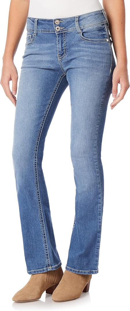WallFlower Bling Back Pocket Bootcut Jeans for Women, Luscious Curvy Fit, Embellished Mid-Rise Insta Stretch Denim (7, Veronica)