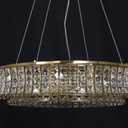 Modern Crystal Chandelier Round 16-Light Contemporary Hanging Ceiling Light Fixture Copper/Brass Finish with Rectangular Crystals Dining Room Living Room Bedroom Entryway Lighting Easy Install 31.5''