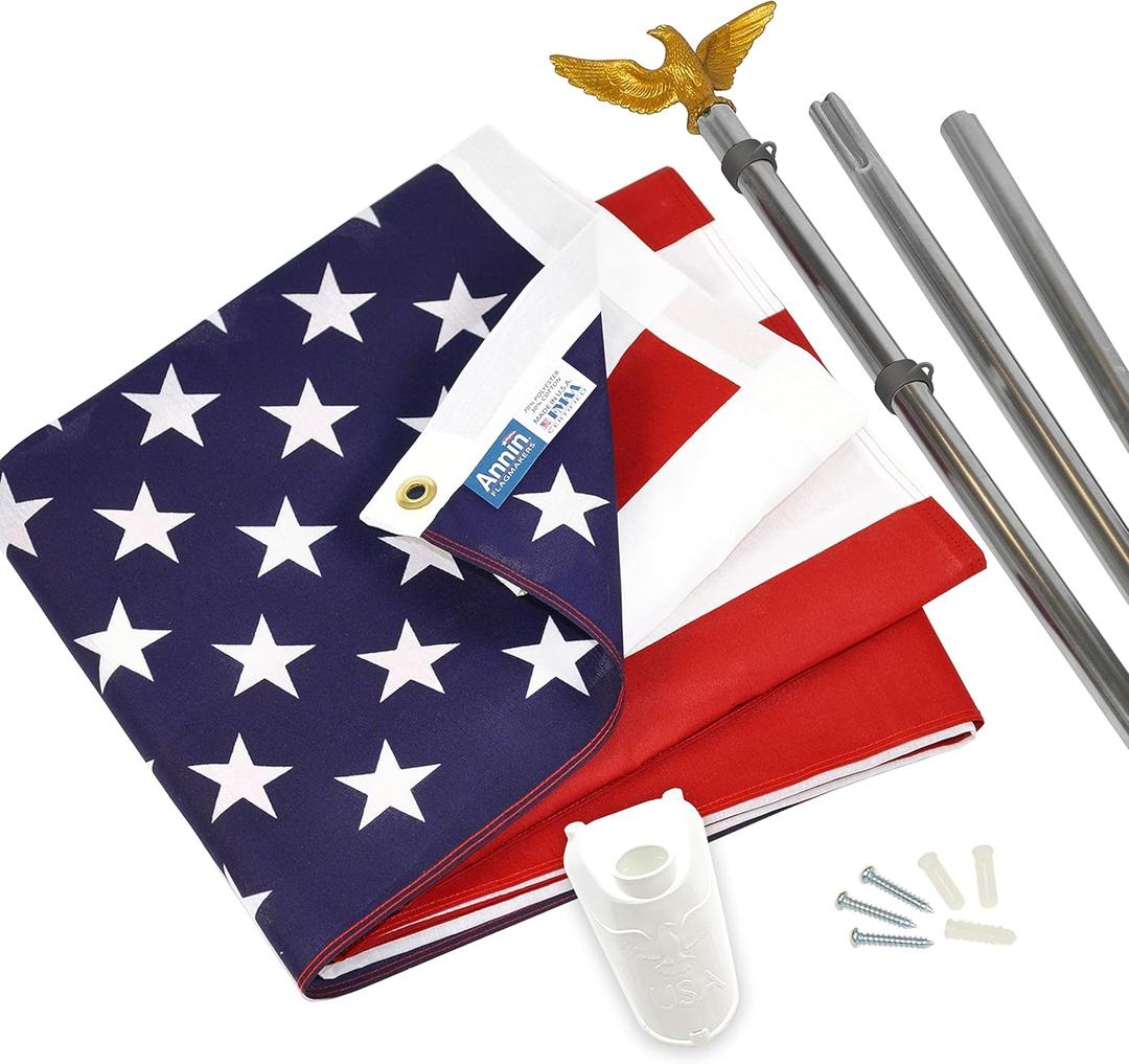 Polycotton U.S.Flag Pole Set 3x5 Polycotton U.S. Flag With Pole And Bracket
