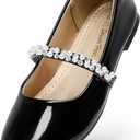 DREAM PAIRS Girls Mary Jane Dress Shoes Ballerina Flats for Wedding, Party (Toddler/Little Kid/Big Kid) (Black/Pat) 12