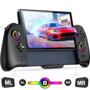 Switch 2 Controller (Not for All Switch 1)  Hall Effect Joysticks & Enhanced Grip  One Piece Switch Joypad Replacement Switch 2 Pro Controller with 8-Color RGB Lighting, Turbo, Macros, KeyLinker App (Black)