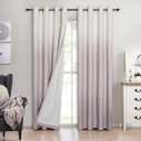 Purple Ombre Full Blackout Curtain Panels 84 Inch Long Noise Reducing Energy Efficient Window Treatment Drapes for Bedroom Linen Texture with Grommets Gradient Print Cream White to Lavender, 50"x84"x2