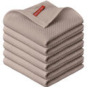 Artoid Mode 100% Cotton Brown Waffle Weave Kitchen Dish Cloths, 12x12 Inch Ultra Soft Absorbent Quick Drying Kitchen Dish Towels, Set of 6