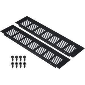 PATIKIL 12 x 3 Inch Door Air Vent Cover, 2pcs Aluminum Grille Ventilation Cover Louvered with Mounting Screws for Cabinet Wardrobe Door, Black