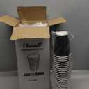 Lamosi Disposable Coffee Cups 12 oz 100 Pack, Paper Coffee Cups 12 oz for Hot Drinks or Cold Beverages, Insulated Corrugated Ripple Wall Cup for Office, Cafe, Home or Travel (Black)