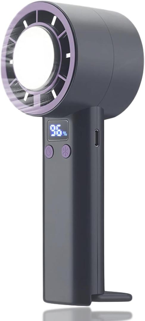 Portable Handheld Turbo Fan, 5 Gear Adjustable Portable Silent Mini Bladeless Electric Fan with Insatnt Cooling, Battery Operated, Up to 10 Runtime, Perfect for Travel, Office, Beach or OutdoorGray