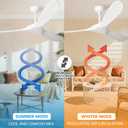 52 Inch White Ceiling Fan No Light, 3 Blade Wood Outdoor Ceiling Fans for Patios Gazebo Porch Living Room, Reversible Modern Wet Rated Indoor Ceiling Fan without Lights with Remote