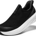 Womens Slip On Walking Shoes Breathable Sneakers for Women Lightweight Casual Shoes (8.5, Black/White)