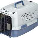 Amazon Basics 2-Door Top-Load Hard-Sided Cat Pet Travel Carrier, 19.0" L x 12.6" W x 10.0" H, Gray & Blue