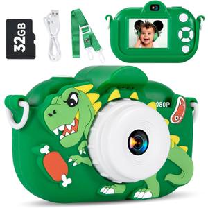 Kids Camera Toys for Boys Age 3-8, 1080P Toddler Digital Camera with 32GB SD Card, Toddler Toys for Kids, Christmas Birthday Gifts for Boys 3,4,5,6,7,8 Years Old (Green)