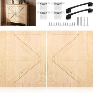 Sintuff 2 Sets 19.25'' W x 23'' H Unfinished Kitchen Cabinet Door Replacement with Hinges and Handles, Shaker Cabinet Doors Front Replacement for Kitchen Bathroom Vanity Closet