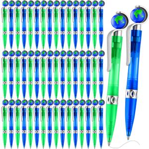 Teling 50 Pcs Earth Retractable Cute Globe Pens Bulk 1.0 mm Tellurion Shape Earth Day Black Ink World Ballpoint Pens for Adults Accessories Office Decoration Supplies