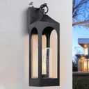 LamQee 20 Inch Dusk to Dawn Outdoor Wall Lights, Large Exterior Lighting Fixtures with Seeded Glass, Textured Black Modern Outdoor Sconces Wall Mount Lantern for House Porch Patio Garage Front Door