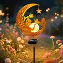 ZNYCYE Solar Lights Outdoor Decorative Moon Angel Solar Stake Lights Pathway Lights, Birthday Gifts for Women mom Grandma,Fairy Garden Decor Waterproof for Walkway, Yard, Lawn, Patio (Warm White)