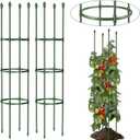 Round Heavy Duty Tomato Cage - 55 Inch Steel Core Plastic Coated Garden Trellis, 4-Post Rustproof Plant Support for Tomato/Cucumber/Beans, No Tools Snap Assembly