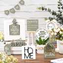 FairySandy 11 Pcs Home Tiered Tray Decor Spring Rustic Farmhouse Tiered Tray Decorations Set Sage Green Wooden Home Sign Vintage Farm Animal Farmhouse Tabletop Wood Sign for Kitchen Table Shelf Decor