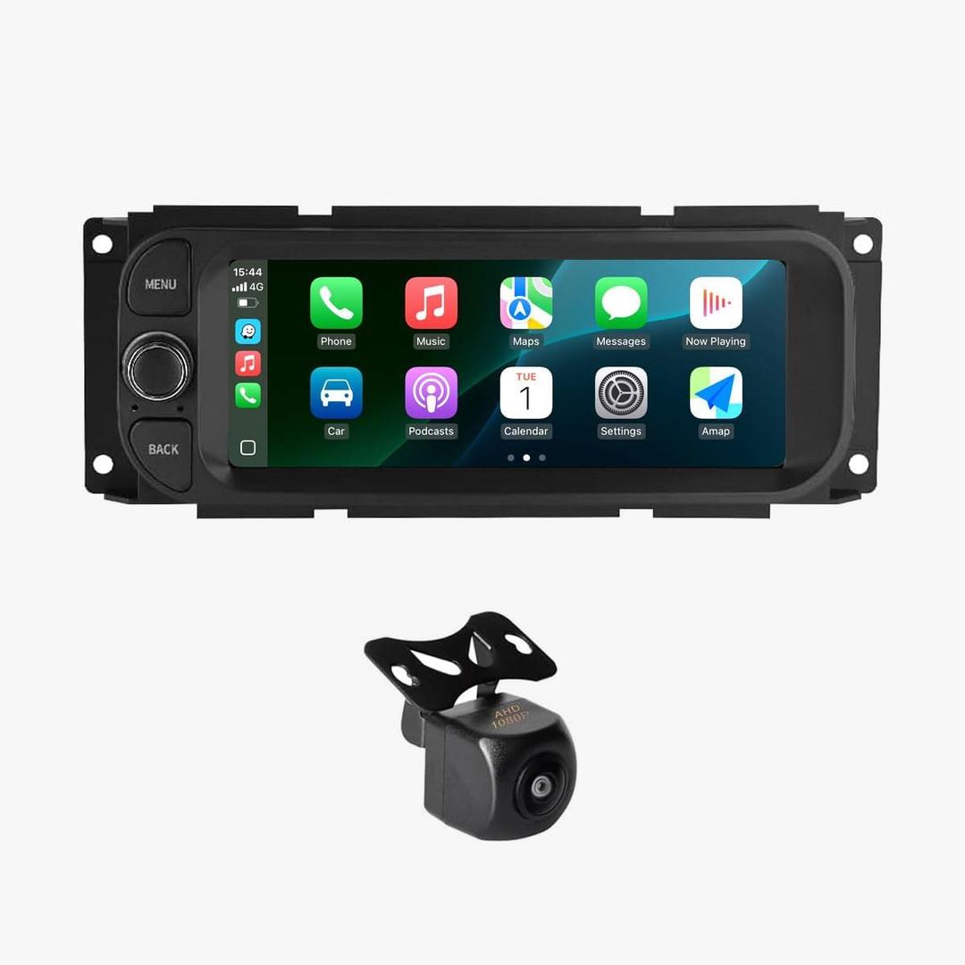 Car Radio Upgrade for 2002-2006 Dodge Ram/1999-2004 Jeep Grand Cherokee/2003-2006 Jeep Wrangler Stereo with Carplay & Android Auto 2G RAM + 32G ROM 6.86-Inches Touch Screen Head Unit