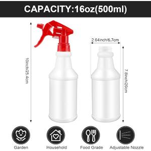 Eccliy 10 Pcs 16 Oz Plastic Spray Bottle, Adjustable Empty Reusable Sprayer for Cleaning, Planting, Water, Bathroom and Kitchen, BBQ, Commercial and Residential (Red,Original)
