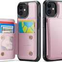 Vinich for iPhone 11 Wallet Case with Card Holder, RFID Blocking Credit Slots Kickstand Shockproof Phone Cover Fit for iPhone 11 6.1" Rose Gold