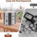 Krafetto Rotating Ink Pad Storage Organizer Rack, 72 Grids for Slim 2-3/4"x4" Ink Pads, 72 Grids for Mini Cube Caddy Ink Pads, Craft Stamp Pad Holder for Desktop