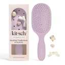 KitschPop Paddle Hairbrush for Women Flexible Bristles Paddle Brush for Less Breakage, Scalp-Stimulating Detangler Hair Brush for Wet & Dry Hair, Customizable with KitschPop Charms - Soft Violet