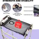 MDSTOP Walker Basket with Tray, Walker Tray for Folding Walker, Walker Accessories for Seniors, Non-Slip Surface, Universal Fit for Standard Walkers, Ideal for Meals, Drinks & Reading (Purple)