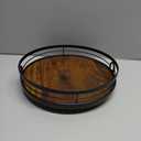 LAMU 9'' Lazy Susan Turntable Organizer for Cabinet, Round Wood Lazy Susan for Table Top, Kitchen, Countertop, Pantry, Spice, Bathroom Vanity, Coffee, Farmhouse Decor