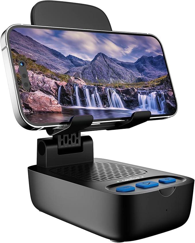 Gifts for Men Women,Birthday Gifts,Cell Phone Stand with Wireless Bluetooth Speaker, Punchy Bass & HD Stereo Sound Speaker for Home & Outdoors Compatible with iPhone/ipad/SamsungBlack