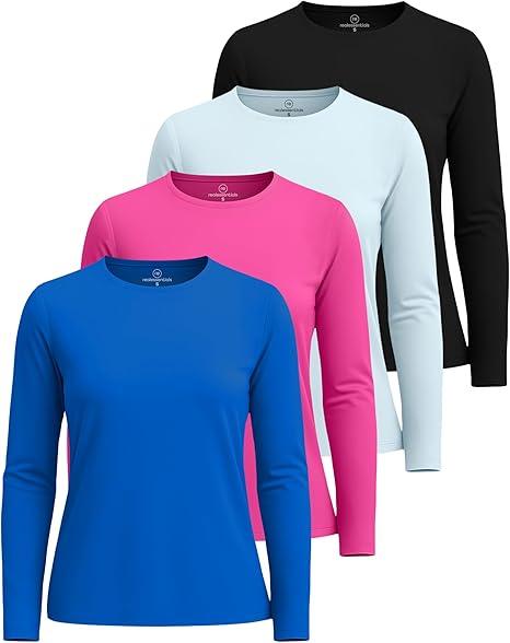 Real Essentials 3 Pack: Women's UPF 50+ Quick Dry Fit Sun Shirts Long Sleeve UV SPF Hiking Top Outdoor, XL