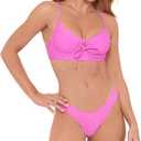 Sports Illustrated Women's Underwire Laceup Bikini Top (Pop Pink, S)