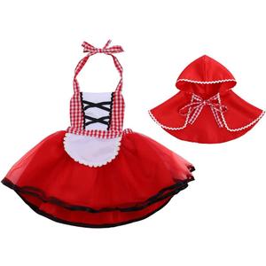 FYMNSI Baby Girls Halloween Deluxe Little Red Riding Hood Costume Cape Cloak Outfits Storybook Fairy Tale Costume (6-12 Months)