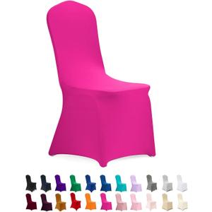 Peomeise Stretch Spandex Chair Cover for Wedding Party Dining Banquet Event (Fuchsia, 12)