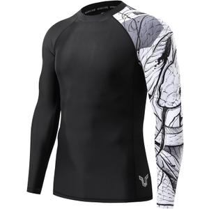 HUGE SPORTS Men's Swim Shirts Long Sleeve UPF 50+ Rash Guard Sun Shirts UV Sun Protection (X-Large)