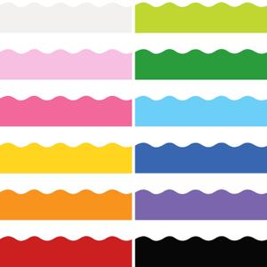 Containlol 236ft Colorful Bulletin Board Borders Set, Classroom Decoration, Scalloped Classroom Borders for Bulletin Board for Chalkboard Whiteboard Poster Decor