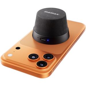 MOMAX Magnetic Portable Bluetooth Speaker, IPX6 Waterproof Mini Shower Speaker, Enhanced Bass, 12H Playtime, TWS Stereo, USB-C Outdoor Speaker, Travel & Gift Ideas, Black