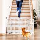 Snughome Dog Gate Indoor, 23.62" H Freestanding Short Dog Door Gates with Support Feet, Expands Up to 48 Wide Foldable Pet Gates for Doorways, 4 Panel Folding Pet Door Pet Fence for Puppy, White