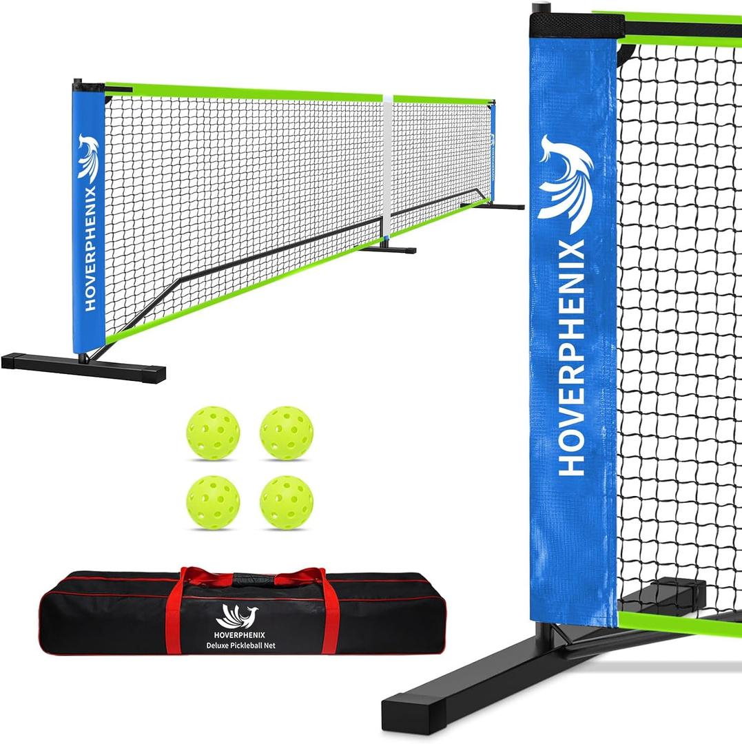 Hoverphenix Portable Pickleball Net for Driveway, 22FT Regularion Size Pickle Ball Net Set for Indoor and Outdoor Use, Weather Resistant Metal Frame