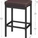 HOOBRO Bar Stools, Set of 2 Barstools, 24.8-Inch Height Stools, Breakfast Barstools, Kitchen Bar Chairs, 2" Thick Upholstery, for Kitchen, Dining Room, Cafe, Bar Counter, Brown and Black BC21BY01, 16.5"L x 11.8"W x 24.8"H