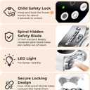 Electric Nail Clippers for All Ages, Rechargeable Safety Grinder, Pinch-Free Auto Trimmer with Debris Catcher, 3-Speeds Nail File and Polisher with LED Light, Quiet Care for Baby, Seniors and Adults