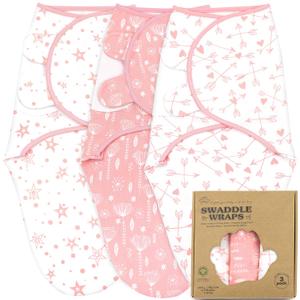 Bublo Baby Organic Preemie Swaddles 4-7 lbs - 3-Pack Premature Babies Swaddle Sleep Sack - Premature Infant Sleeping Sack - Easy Adjustable Baby Swaddle Blanket Wrap Boy Girl (Rose Pink)