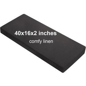 40x16x2 Linen Bench Cushion, Strengthen Breathable Indoor Seat Cushions, High-Density Bench Pad with Anti-Slip Bottom, Indoor Cushion for Bay Window Porch Furniture - Black