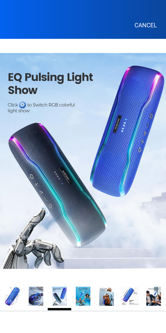 ERKEISEHN Bluetooth Speaker, IPX7 Waterproof Wireless Speakers, Flashing Light, 25W Super Bass, 24H Playtime, Stocking Stuffers White Elephant for Adults, TWS Pairing, Beach Vacation Essentials