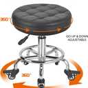 FLOLXNB Rolling Stool Low Roller Seat PU Leather, Rolling Chair Height Adjustable, Garage Stool with Wheels for Manicure Mechanic Home Office Garage Shop (Style 2)