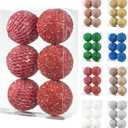 6pcs 3.94" Christmas Ball Ornaments Glitter Shatterproof Christmas Tree Ornaments Sequin Xmas Hanging Balls Decorations for Wedding Party Holiday(Red, 6pc-10cm)