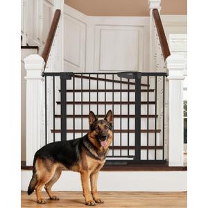 Cumbor 29.7-46" Baby Gate for Stairs, Mom's Choice Awards Winner-Auto Close Dog Gate for The House, Gifts for Mom, Easy Install Pressure Mounted Pet Gates for Doorways, Black
